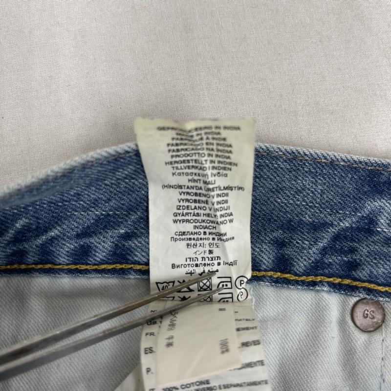 ジースターロゥ G-STAR RAW パンツ デニム、ジーンズ 3301 レザーパッチ ボタンフライ デニム パンツ 28インチ インディゴ / インディゴ / Indigo メンズ USED 古着 中古 50164076