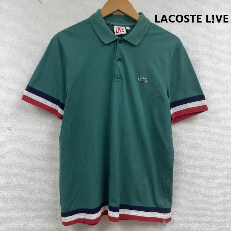 ラコステ ライブ LACOSTE L!VE ポロシャツ 半袖 トリコロール カラー ボーダー リブ 半袖 ポロシャツ 3 緑 / グリーン / green メンズ USED 古着 中古 50164078