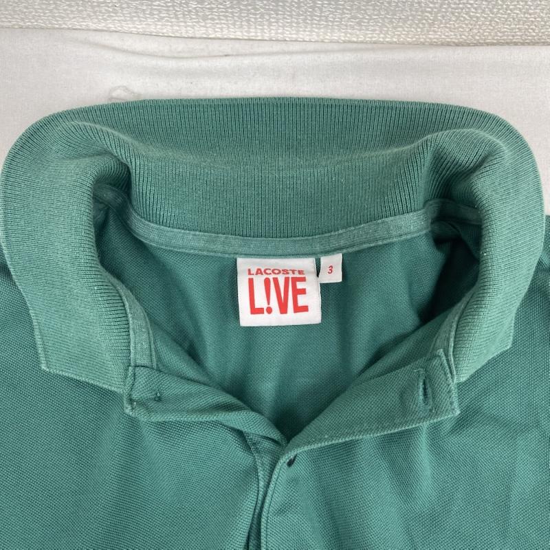 ラコステ ライブ LACOSTE L!VE ポロシャツ 半袖 トリコロール カラー ボーダー リブ 半袖 ポロシャツ 3 緑 / グリーン / green メンズ USED 古着 中古 50164078