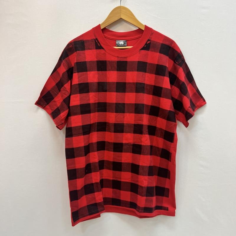 グッドイナフユーケー GOODENOUGH UK Tシャツ 半袖 00s バックロゴ ブロックチェック Tシャツ L 赤 / レッド / red メンズ USED 古着 中古 50164098