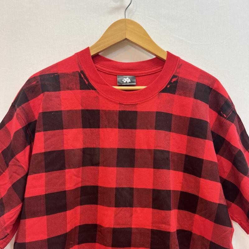 グッドイナフユーケー GOODENOUGH UK Tシャツ 半袖 00s バックロゴ ブロックチェック Tシャツ L 赤 / レッド / red メンズ USED 古着 中古 50164098