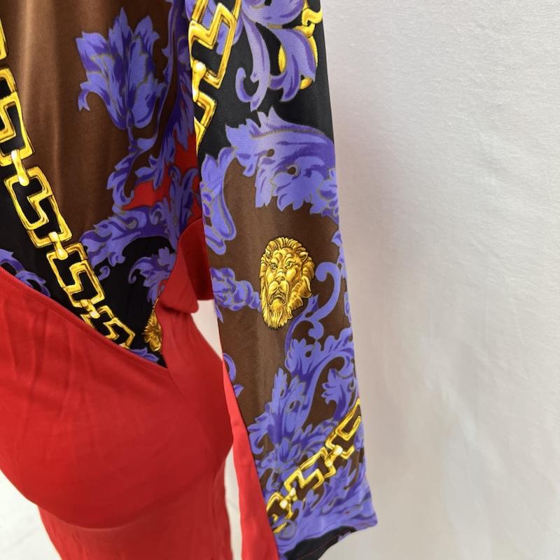 ヴェルサーチジーンズクチュール VERSACE JEANS COUTURE ワンピース ひざ丈スカート バロック調 メドゥーサ 切替 ワンピース ドレス 42 赤 / レッド / red レディース USED 古着 中古 50164118
