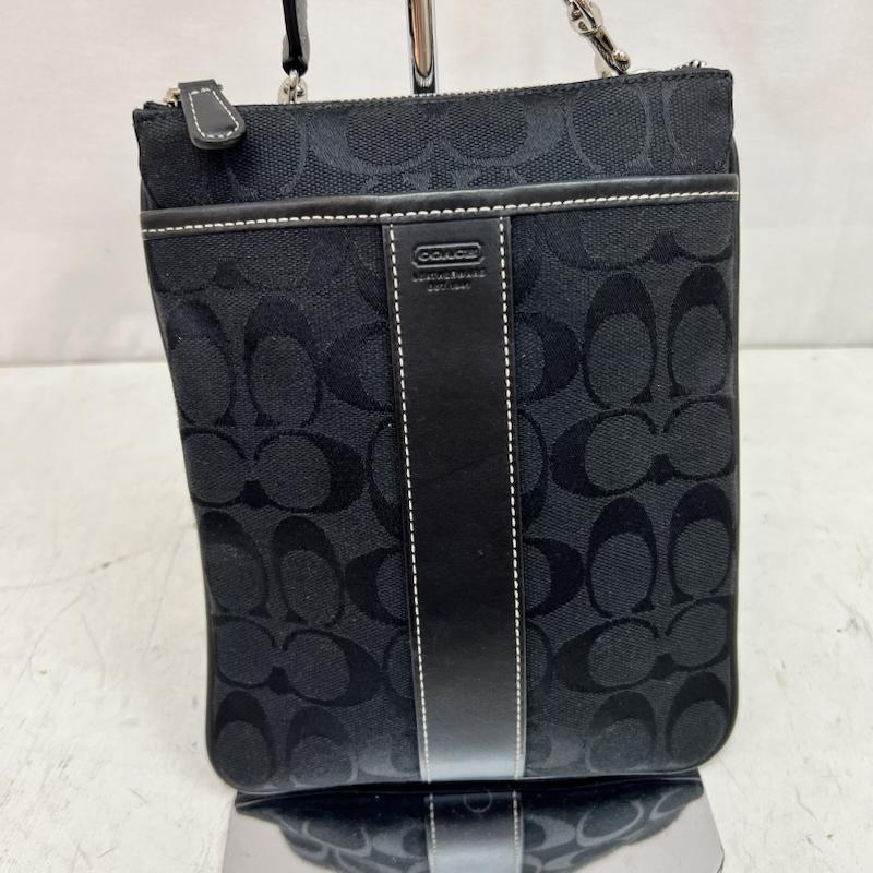 コーチ COACH ショルダーバッグ ショルダーバッグ シグネチャー ショルダーバッグ レザー切替 - 黒 / ブラック / black レディース USED 古着 中古 50164142