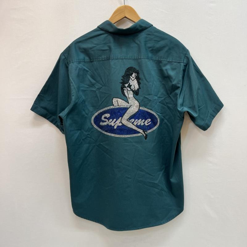 シュプリーム Supreme シャツ、ブラウス 半袖 25ss Rhinestone Pin Up S/S Work Shirt ラインストーン M 緑 / グリーン / green メンズ USED 古着 中古 50164149