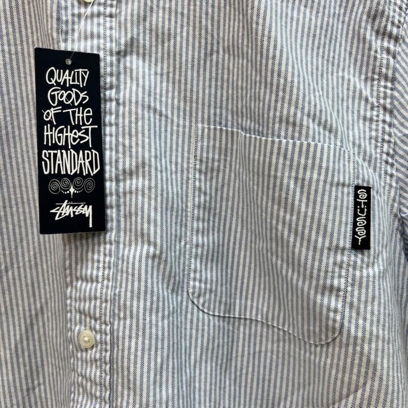 ステューシー STUSSY シャツ、ブラウス 半袖 USA製 ストライプ ボタンダウン プルオーバー シャツ M メンズ USED 古着 中古 50164158