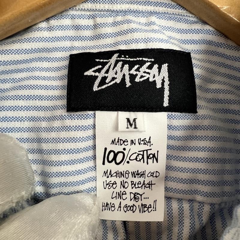 ステューシー STUSSY シャツ、ブラウス 半袖 USA製 ストライプ ボタンダウン プルオーバー シャツ M メンズ USED 古着 中古 50164158