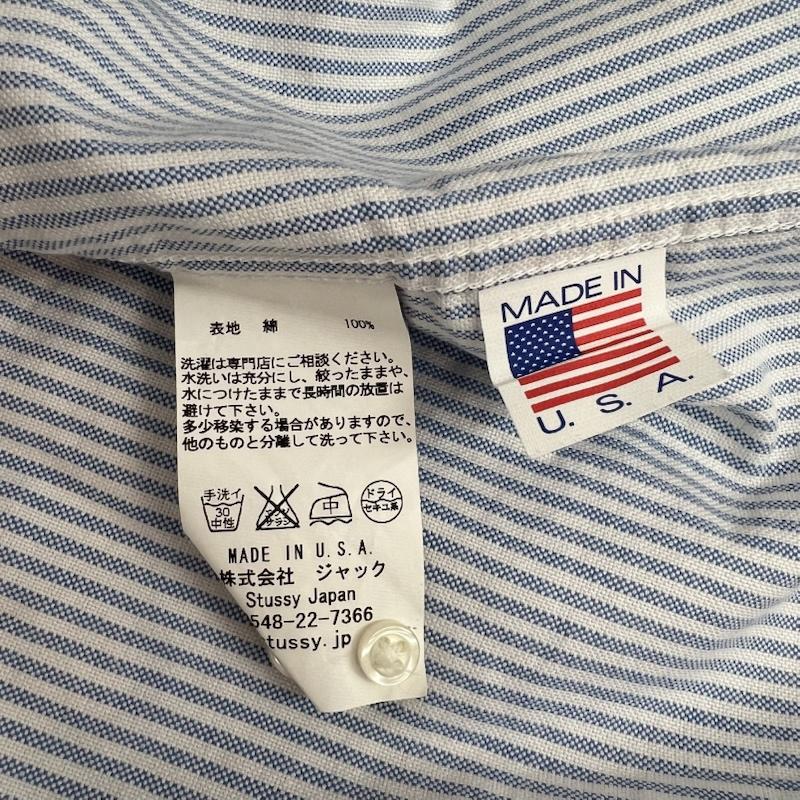 ステューシー STUSSY シャツ、ブラウス 半袖 USA製 ストライプ ボタンダウン プルオーバー シャツ M メンズ USED 古着 中古 50164158