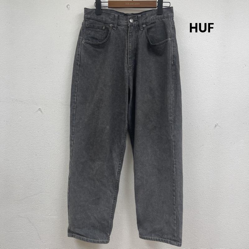 ハフ HUF パンツ デニム、ジーンズ ワイド ブラック テーパード バギー デニム パンツ 28インチ 黒 / ブラック / black メンズ USED 古着 中古 50164176