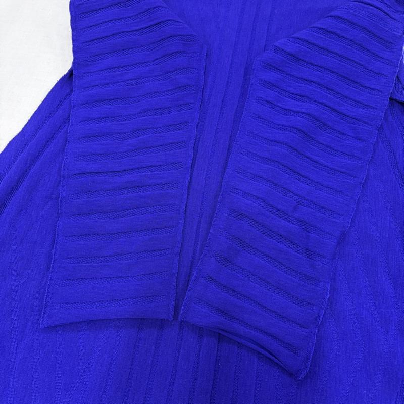イッセイミヤケ ISSEY MIYAKE ワンピース ひざ丈スカート A-POC エイポック 長袖 ロング メッシュ ワンピース IM54KH706 2 無地 青 / ブルー / blue レディース USED 古着 中古 50164182