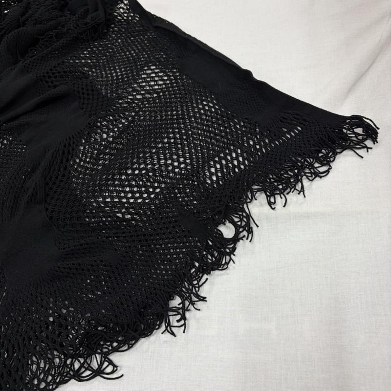 イッセイミヤケ ISSEY MIYAKE カーディガン 半袖 A-POC 薄手 メッシュ フリンジ カーディガン IM11KO007 2 無地 黒 / ブラック / black レディース USED 古着 中古 50164183