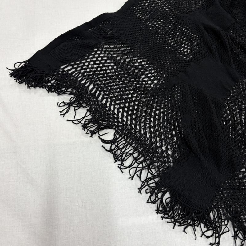 イッセイミヤケ ISSEY MIYAKE カーディガン 半袖 A-POC 薄手 メッシュ フリンジ カーディガン IM11KO007 2 無地 黒 / ブラック / black レディース USED 古着 中古 50164183