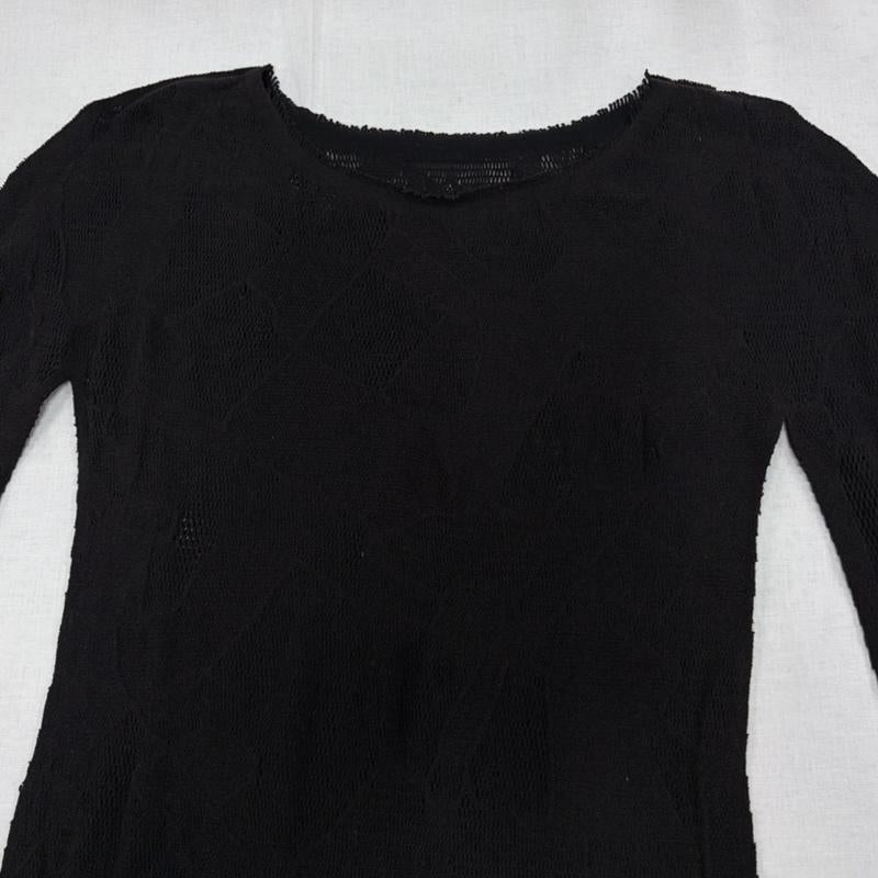 イッセイミヤケ ISSEY MIYAKE カットソー 長袖 A-POC メッシュ ニット フリンジ 長袖 カットソー IM33KH709 日本製 2 無地 黒 / ブラック / black レディース USED 古着 中古 50164185