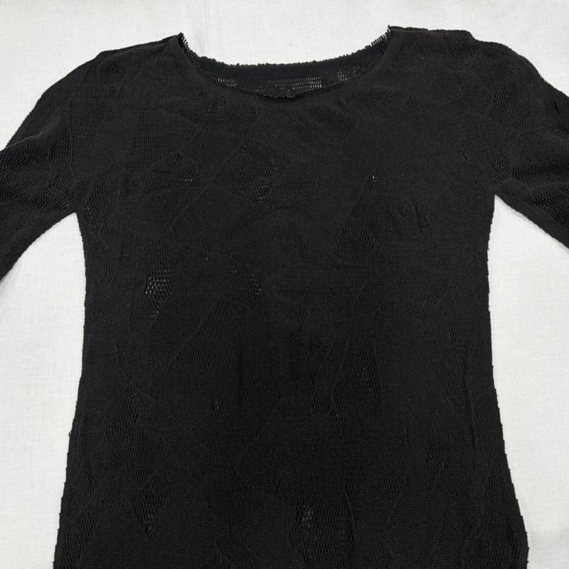 イッセイミヤケ ISSEY MIYAKE カットソー 長袖 A-POC メッシュ ニット フリンジ 長袖 カットソー IM33KH709 日本製 2 無地 黒 / ブラック / black レディース USED 古着 中古 50164185