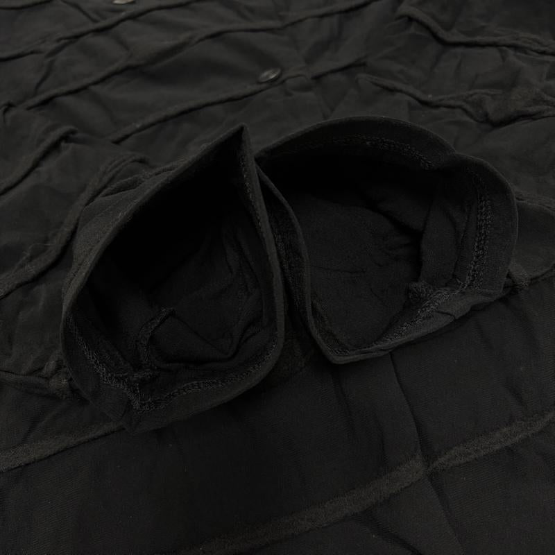 イッセイミヤケ ISSEY MIYAKE カーディガン 長袖 HaaT ハート 長袖 立体 プリーツ ボーダー デザイン カーディガン カットソー 日本製 2 無地 黒 / ブラック / black レディース USED 古着 中古 50164186