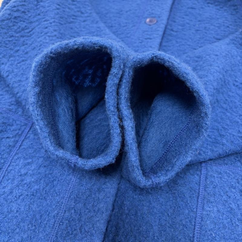 イッセイミヤケ ISSEY MIYAKE コート コート一般 HaaT ハート ボア ノーカラー ロング コート 長袖 ワンピース セット アンサンブル ウール 日本製 2 無地 青 / ブルー / blue レディース USED 古着 中古 50164187
