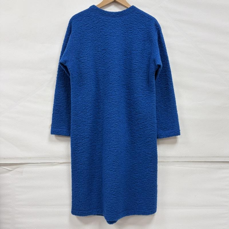 イッセイミヤケ ISSEY MIYAKE コート コート一般 HaaT ハート ボア ノーカラー ロング コート 長袖 ワンピース セット アンサンブル ウール 日本製 2 無地 青 / ブルー / blue レディース USED 古着 中古 50164187