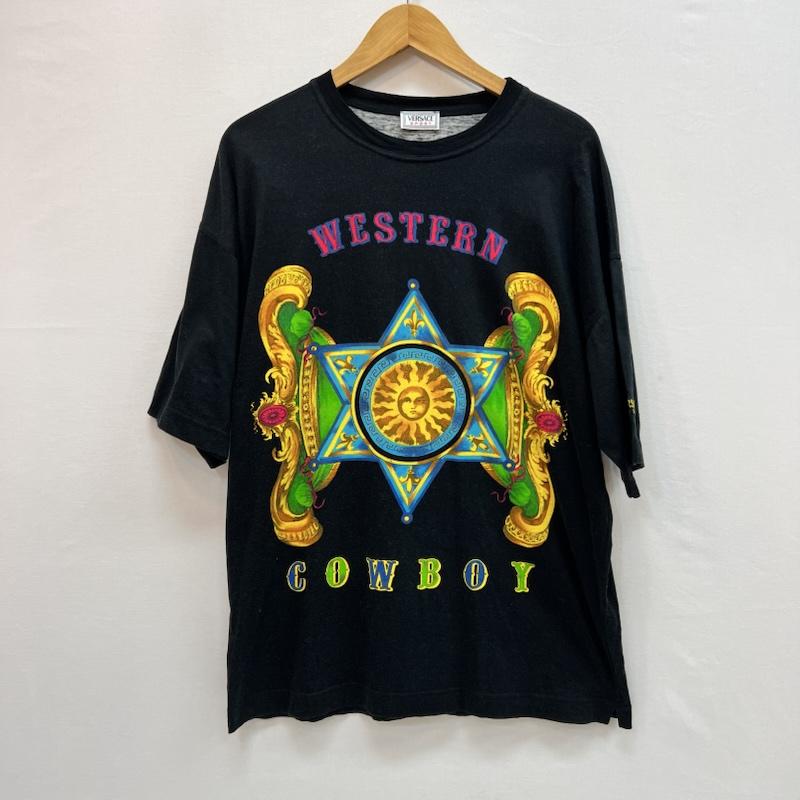 ヴェルサーチ VERSACE Tシャツ 半袖 00s WESTERN COWBOY Ｔシャツ 48 黒 / ブラック / black メンズ USED 古着 中古 50164200