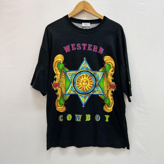 ヴェルサーチ VERSACE Tシャツ 半袖 00s WESTERN COWBOY Ｔシャツ 48 黒 / ブラック / black メンズ USED 古着 中古 50164200