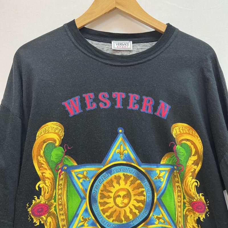 ヴェルサーチ VERSACE Tシャツ 半袖 00s WESTERN COWBOY Ｔシャツ 48 黒 / ブラック / black メンズ USED 古着 中古 50164200