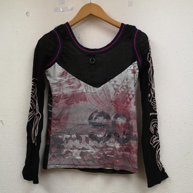 古着 USED カットソー 長袖 SAVE THE QUEEN! イタリア製 Y2K トライバル柄 パワーネット L 黒 / ブラック / black レディース USED 古着 中古 50164213