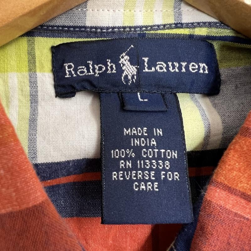 ラルフローレン RALPHLAUREN シャツ、ブラウス 半袖 インド綿 チェック ボタンダウンシャツ L レディース USED 古着 中古 50164214