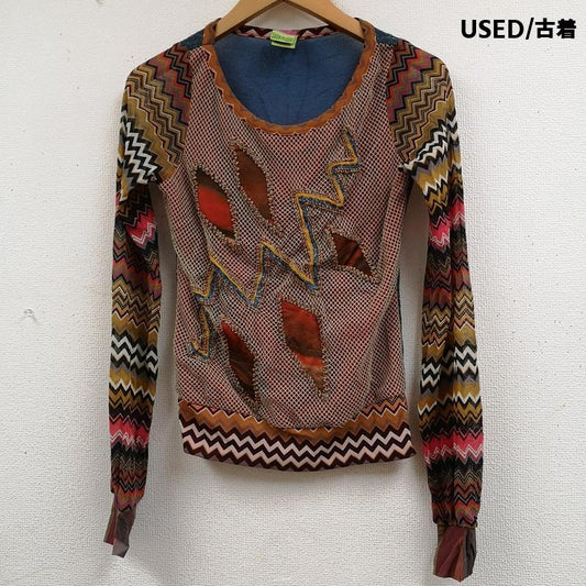 古着 USED カットソー 長袖 SAVE THE QUEEN! イタリア製 Y2K ジグザグ柄 レイヤード パワーネット M ベージュ / ベージュ / beige レディース USED 古着 中古 50164218
