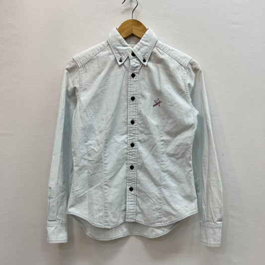 ヒステリックグラマー HYSTERIC GLAMOUR シャツ、ブラウス 長袖 00s スター ロゴ ボタンダウンシャツ ヴィンテージ y2k - 水色 / ライトブルー / レディース USED 古着 中古 50164219