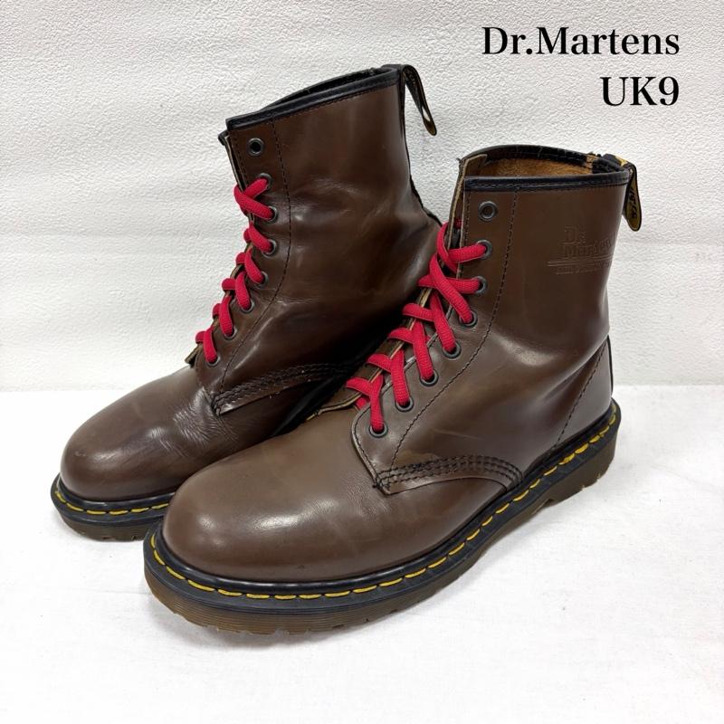 ドクターマーチン Dr.Martens ブーツ ショートブーツ 8ホール ブラウンレザー ショートブーツ イングランド製 英国製 ヴィンテージ UK9 28cm UK：9 ワンポイント X ロゴ、文字 茶 / ブラウン / brown X 赤 / レッド / red メンズ USED 古着 中古 50164232