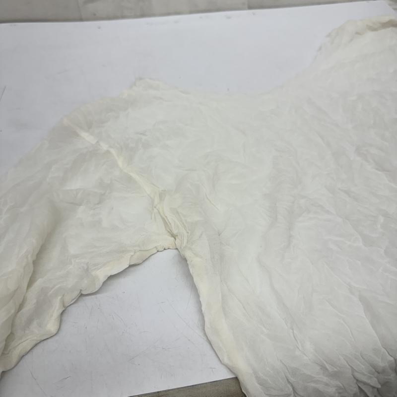 イッセイミヤケ ISSEY MIYAKE カットソー 長袖 シワ 加工 カットオフ ネック シアー カットソー IM53-JK122 M 白 / ホワイト / white メンズ USED 古着 中古 50164233