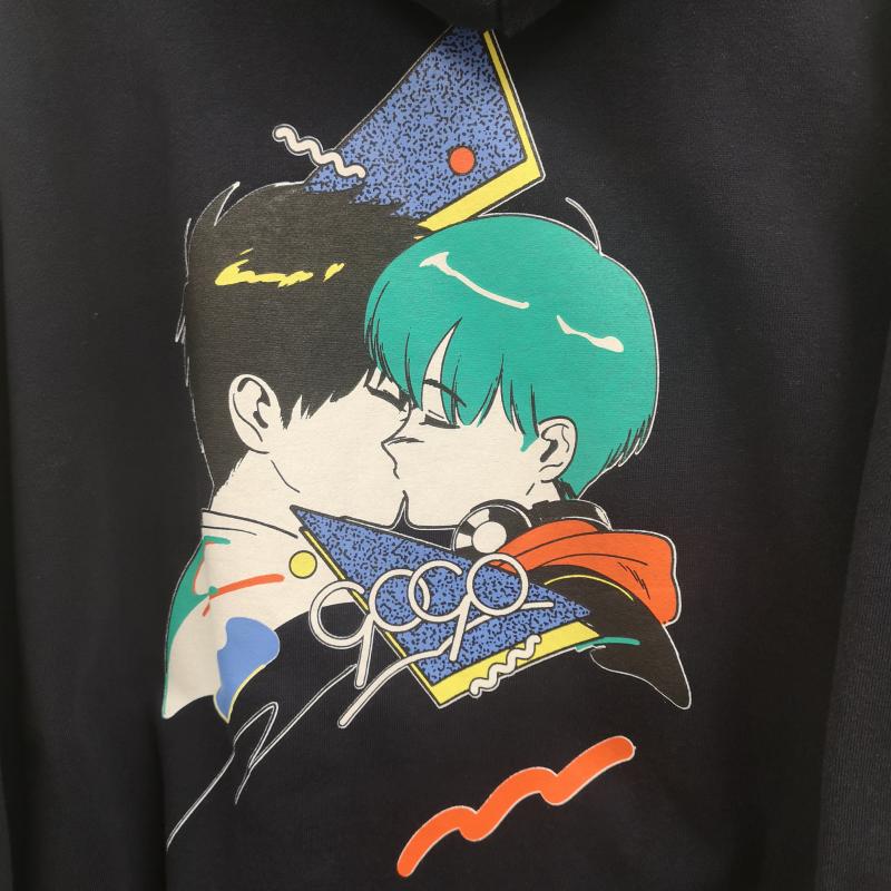 古着 USED パーカー 長袖 9090 ナインティナインティ レトロ ポップ プリント グラフィック プルオーバー XL 紺 / ネイビー / navy メンズ USED 古着 中古 50164240