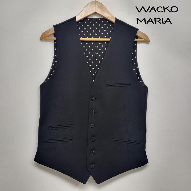 ワコマリア WACKO MARIA ベスト ベスト 09AW-VES-18 ドット柄 刺繍 ベスト ブラック L L 黒 / ブラック / black メンズ USED 古着 中古 50164241