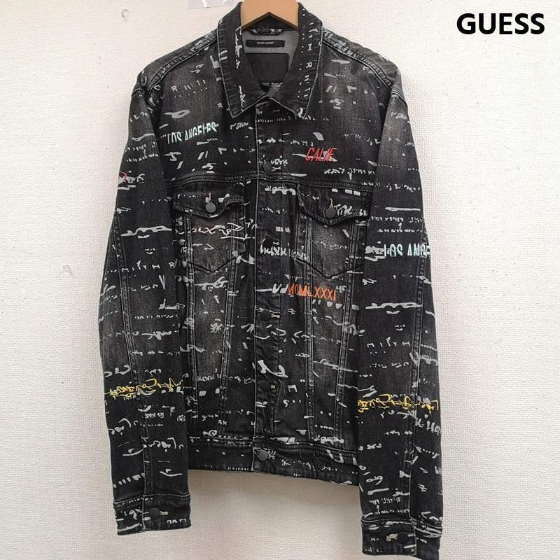 ゲス Guess ジャケット、上着 ジャケット、ブレザー カラフル 総柄 刺繡 ウォッシュ加工 M91XN1R2TR2 XL 黒 / ブラック / black メンズ USED 古着 中古 50164242