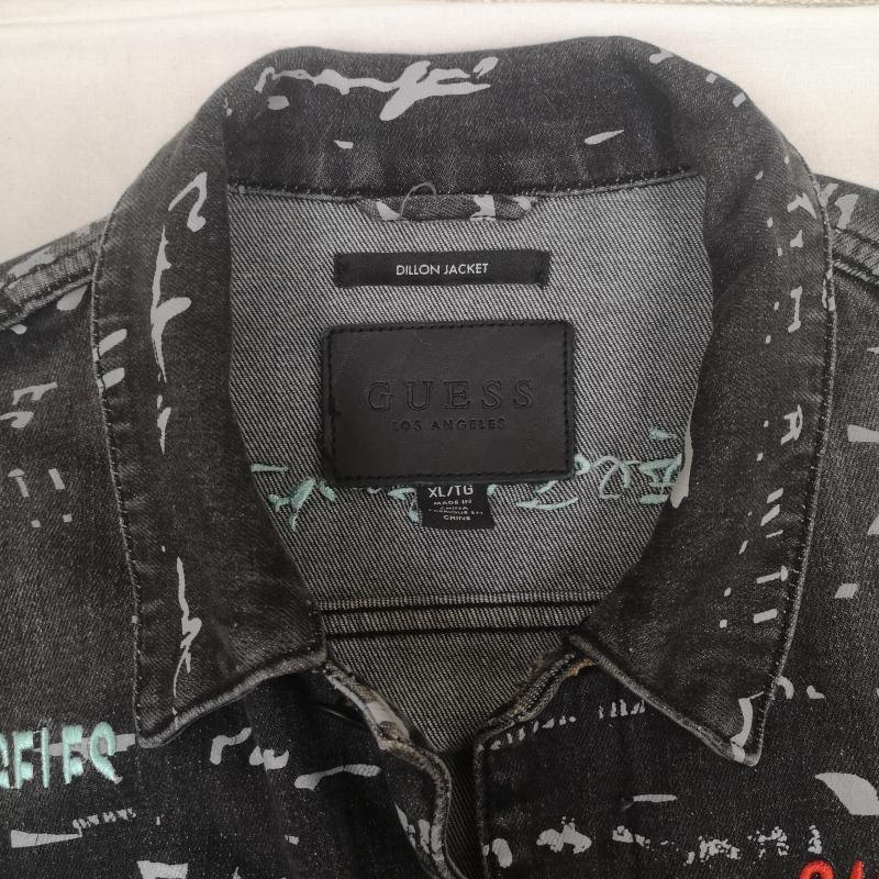 ゲス Guess ジャケット、上着 ジャケット、ブレザー カラフル 総柄 刺繡 ウォッシュ加工 M91XN1R2TR2 XL 黒 / ブラック / black メンズ USED 古着 中古 50164242