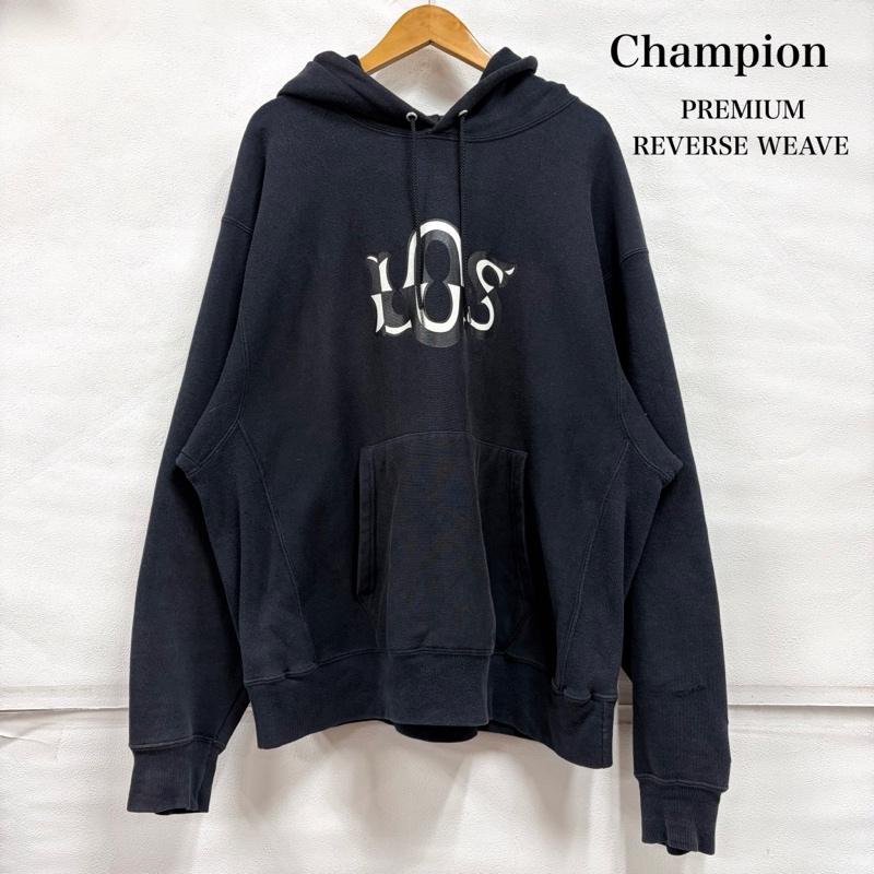 チャンピオン Champion パーカー 長袖 PREMIUM REVERSEWEAVE リバースウィーブ プルオーバー フーディー パーカー グラフィック ロゴ プリント 裏起毛 XL ロゴ、文字 X プリント 紺 / ネイビー / navy X 白 / ホワイト / white X 黒 / ブラック / black メンズ USED 古着 中古 50164243