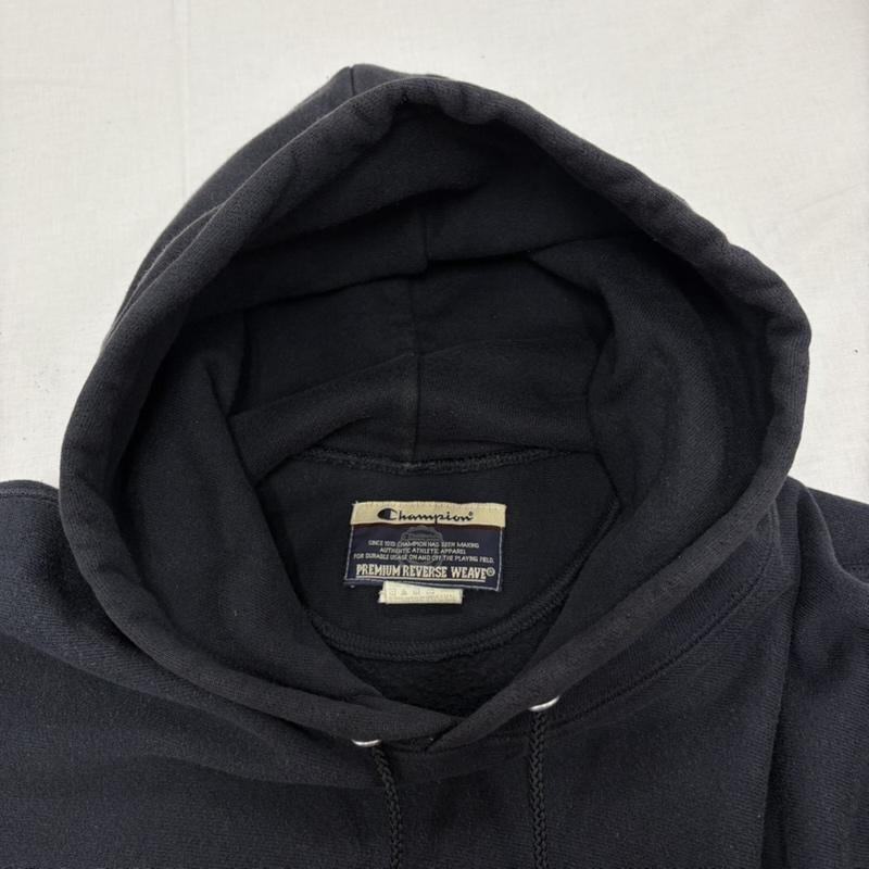 チャンピオン Champion パーカー 長袖 PREMIUM REVERSEWEAVE リバースウィーブ プルオーバー フーディー パーカー グラフィック ロゴ プリント 裏起毛 XL ロゴ、文字 X プリント 紺 / ネイビー / navy X 白 / ホワイト / white X 黒 / ブラック / black メンズ USED 古着 中古 50164243