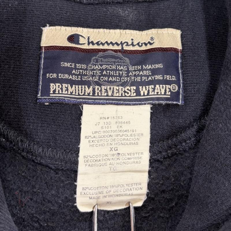 チャンピオン Champion パーカー 長袖 PREMIUM REVERSEWEAVE リバースウィーブ プルオーバー フーディー パーカー グラフィック ロゴ プリント 裏起毛 XL ロゴ、文字 X プリント 紺 / ネイビー / navy X 白 / ホワイト / white X 黒 / ブラック / black メンズ USED 古着 中古 50164243