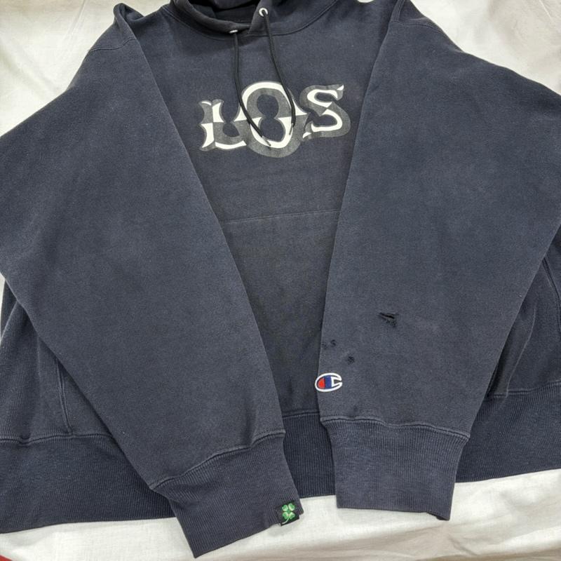 チャンピオン Champion パーカー 長袖 PREMIUM REVERSEWEAVE リバースウィーブ プルオーバー フーディー パーカー グラフィック ロゴ プリント 裏起毛 XL ロゴ、文字 X プリント 紺 / ネイビー / navy X 白 / ホワイト / white X 黒 / ブラック / black メンズ USED 古着 中古 50164243