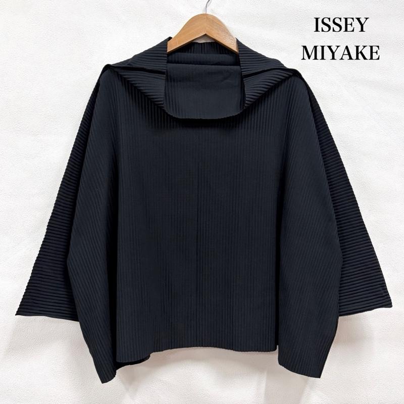 イッセイミヤケ ISSEY MIYAKE カットソー 長袖 me A-POC 長袖 ハイネック プリーツ カットソー MI72KK168 日本製 - 無地 黒 / ブラック / black レディース USED 古着 中古 50164255