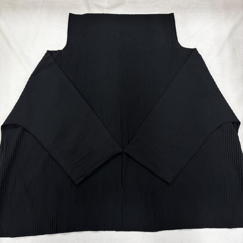 イッセイミヤケ ISSEY MIYAKE カットソー 長袖 me A-POC 長袖 ハイネック プリーツ カットソー MI72KK168 日本製 - 無地 黒 / ブラック / black レディース USED 古着 中古 50164255