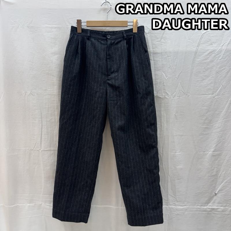 グランマママドーター GRANDMA MAMA DAUGHTER ボトムス ボトムス ウール ストライプ 2タック スラックス パンツ ウエストゴム LOT-GPA523 1 ストライプ レディース USED 古着 中古 50164267