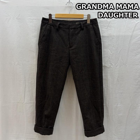 グランマママドーター GRANDMA MAMA DAUGHTER ボトムス ボトムス ウール チェック ノータック スラックス パンツ LOT-GP183 2 チェック レディース USED 古着 中古 50164268