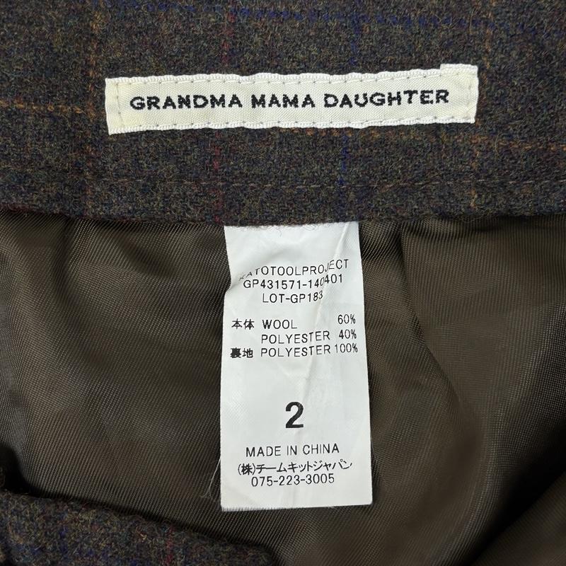 グランマママドーター GRANDMA MAMA DAUGHTER ボトムス ボトムス ウール チェック ノータック スラックス パンツ LOT-GP183 2 チェック レディース USED 古着 中古 50164268