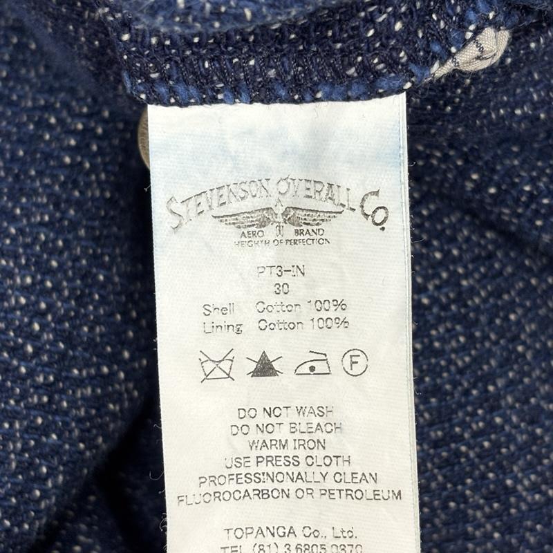 スティーブンソンオーバーオール STEVENSON OVERALL CO. ボトムス ボトムス PT3-IN パームビーチクロス インディゴ コットン テーパード トラウザー パンツ 30インチ メンズ USED 古着 中古 50164269