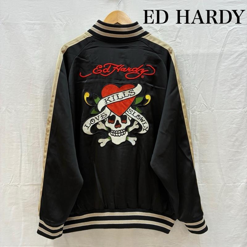 エドハーディー Ed Hardy ジャケット、上着 ジャンパー、ブルゾン スカル ハート タトゥー 刺繍 スカジャン L メンズ USED 古着 中古 50164271