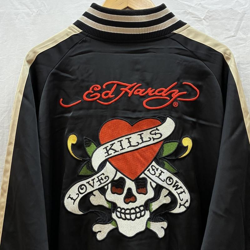 エドハーディー Ed Hardy ジャケット、上着 ジャンパー、ブルゾン スカル ハート タトゥー 刺繍 スカジャン L メンズ USED 古着 中古 50164271