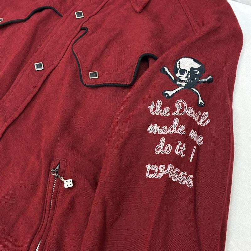ヒステリックグラマー HYSTERIC GLAMOUR ジャケット、上着 ジャンパー、ブルゾン 90s レーヨン ウエスタン シャツ ジャケット ダイス チェーンステッチ スカル アーカイブ ロカビリー FREE メンズ USED 古着 中古 50164283