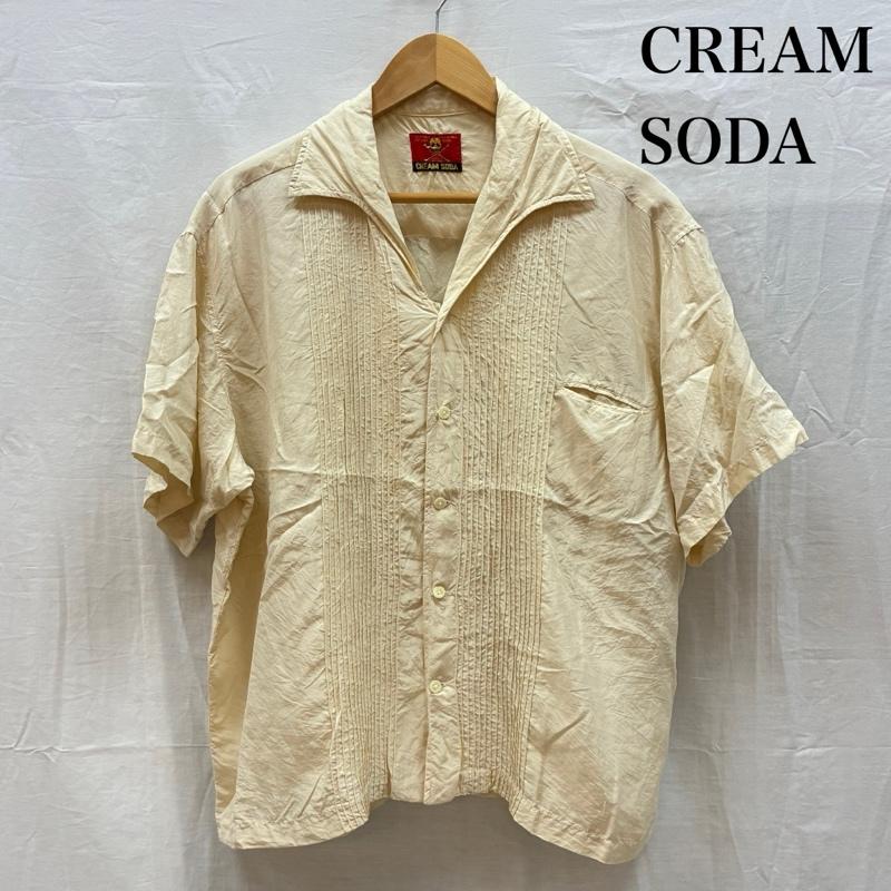 クリームソーダ CREAMSODA シャツ、ブラウス 半袖 金タグ ピンタック プリーツ オープンカラー 開襟 シルク シャツ ロカビリー - メンズ USED 古着 中古 50164289