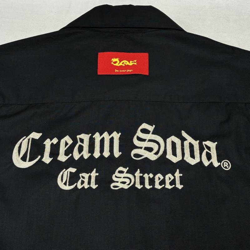 クリームソーダ CREAMSODA シャツ、ブラウス 半袖 スカル ワッペン チェーンステッチ オープンカラー ボーリング シャツ M メンズ USED 古着 中古 50164291