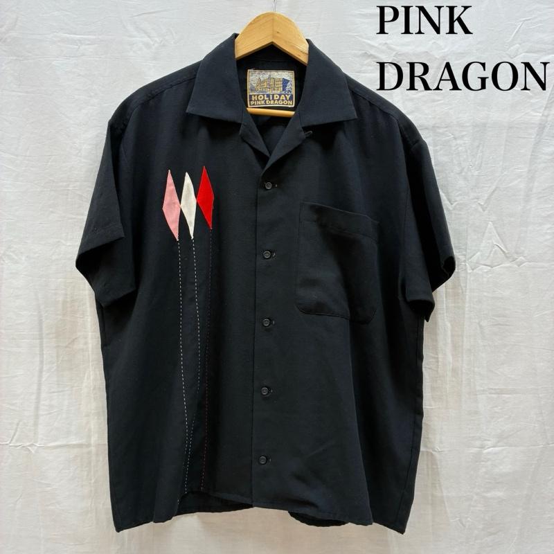 クリームソーダ CREAMSODA シャツ、ブラウス 半袖 PINK DRAGON ピンクドラゴン ダイヤ ステッチ オープンカラー レーヨン シャツ - メンズ USED 古着 中古 50164294