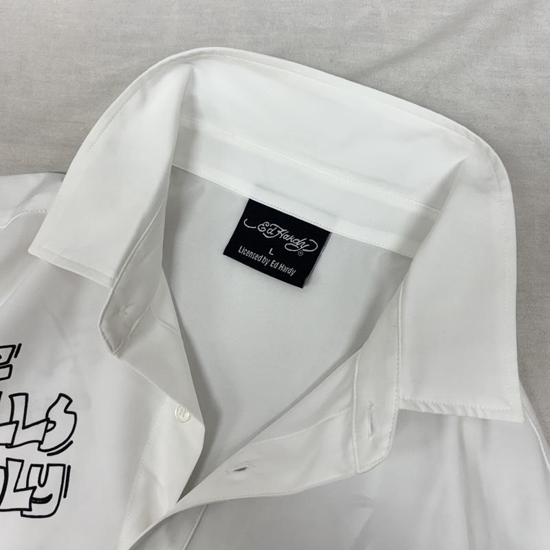 エドハーディー Ed Hardy シャツ、ブラウス 長袖 スカル ロゴ グラフィック プリント オーバーサイズ 長袖 シャツ 41251401 L 白 / ホワイト / white メンズ USED 古着 中古 50164296